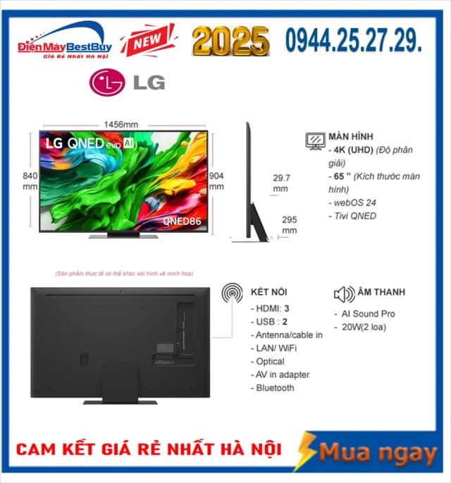 Top 1 so sánh giá Smart Tivi QNED LG AI 4K 65 inch 65QNED86BSA - Tìm sản phẩm giá rẻ nhất - Ảnh 5