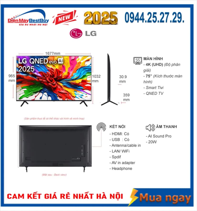 So sánh giá Smart Tivi QNED LG AI 4K 75 inch 75QNED70BSA - Tìm sản phẩm giá rẻ nhất - Ảnh 3