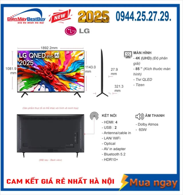 Top 1 so sánh giá Smart Tivi QNED LG AI 4K 85 inch 85QNED70BSA - Tìm sản phẩm giá rẻ nhất - Ảnh 6