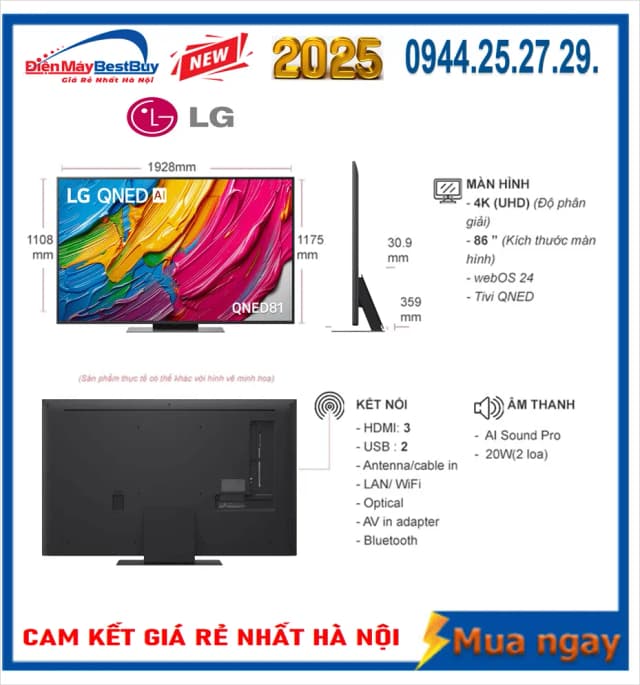 So sánh giá Smart Tivi QNED LG AI 4K 86 inch 86QNED81ASA rẻ nhất? - Ảnh 16