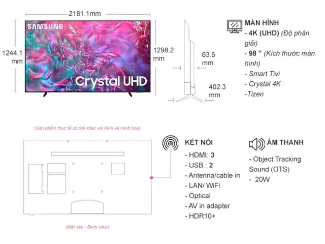 So sánh giá Smart Tivi Crystal UHD Samsung 4K 98 inch UA98DU9000 rẻ nhất? - Ảnh 10