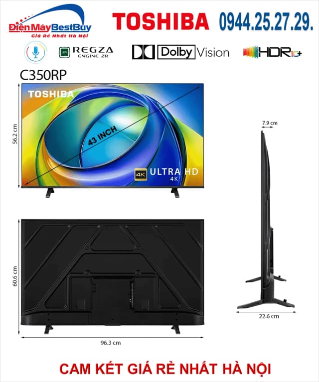 So sánh giá Smart Tivi Toshiba AI 4K 43 inch 43C350RP rẻ nhất? - Ảnh 2