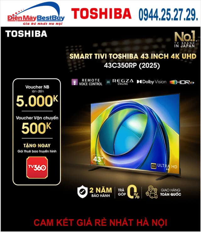 So sánh giá Smart Tivi Toshiba AI 4K 43 inch 43C350RP rẻ nhất? - Ảnh 12