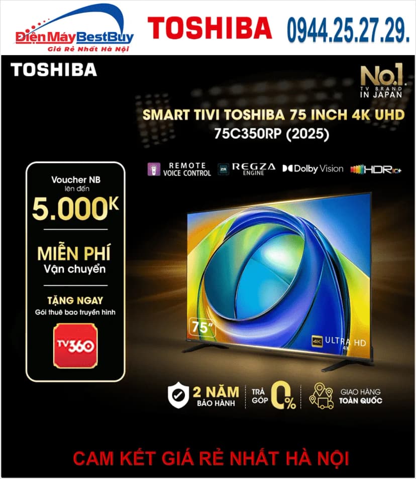 So sánh giá Smart Tivi Toshiba AI 4K 75 inch 75C350RP - Tìm sản phẩm giá rẻ nhất - Ảnh 6