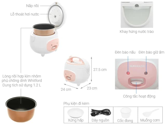 So sánh giá Nồi cơm nắp gài Sunhouse 1.2 lít SHD8217W rẻ nhất? - Ảnh 12
