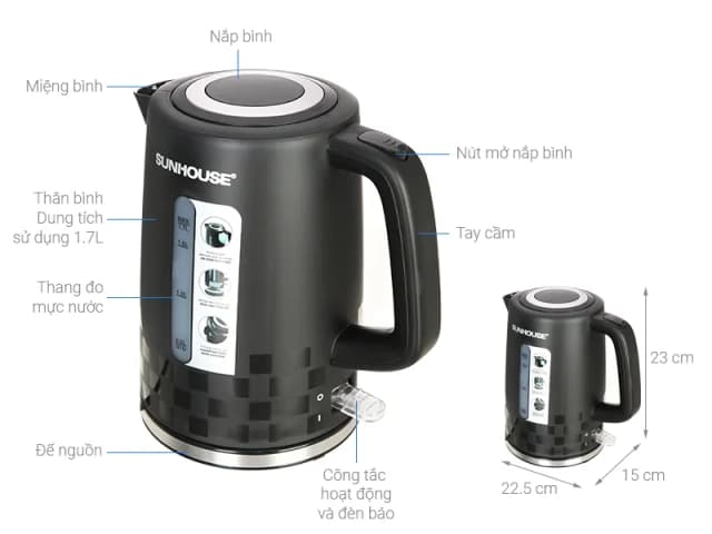 Top 1 so sánh giá Bình đun siêu tốc Sunhouse 1.7 lít SHD1306 - Tìm sản phẩm giá rẻ nhất - Ảnh 6