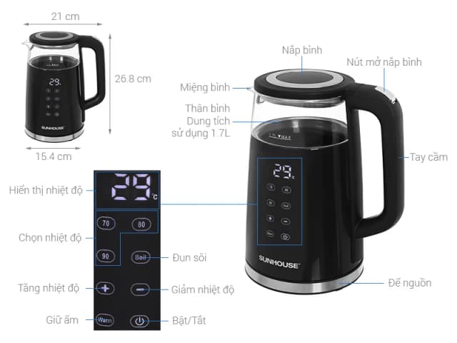 Top 1 so sánh giá Bình đun siêu tốc Sunhouse 1.7 lít SHD1359 - Tìm sản phẩm giá rẻ nhất - Ảnh 14