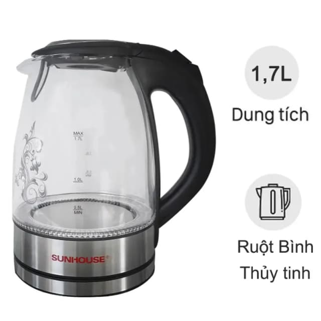 Top 1 so sánh giá Bình đun siêu tốc Sunhouse 1.7 lít SHD1359 - Tìm sản phẩm giá rẻ nhất - Ảnh 5
