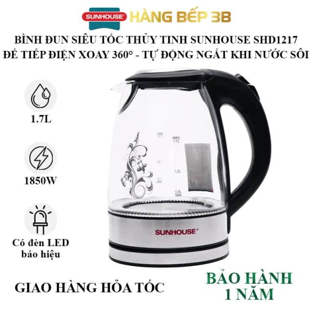 Top 1 so sánh giá Bình đun siêu tốc Sunhouse 1.7 lít SHD1359 - Tìm sản phẩm giá rẻ nhất - Ảnh 10
