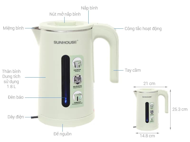 So sánh giá Bình đun siêu tốc Sunhouse 1.8 lít SHD1357 - Tìm sản phẩm giá rẻ nhất - Ảnh 13