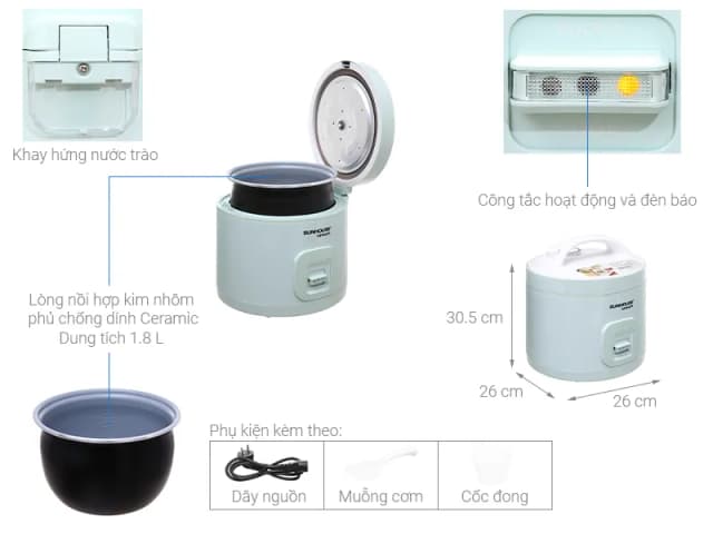 So sánh giá Nồi cơm nắp gài Sunhouse Mama 1.8 lít SHD8665B rẻ nhất? - Ảnh 4