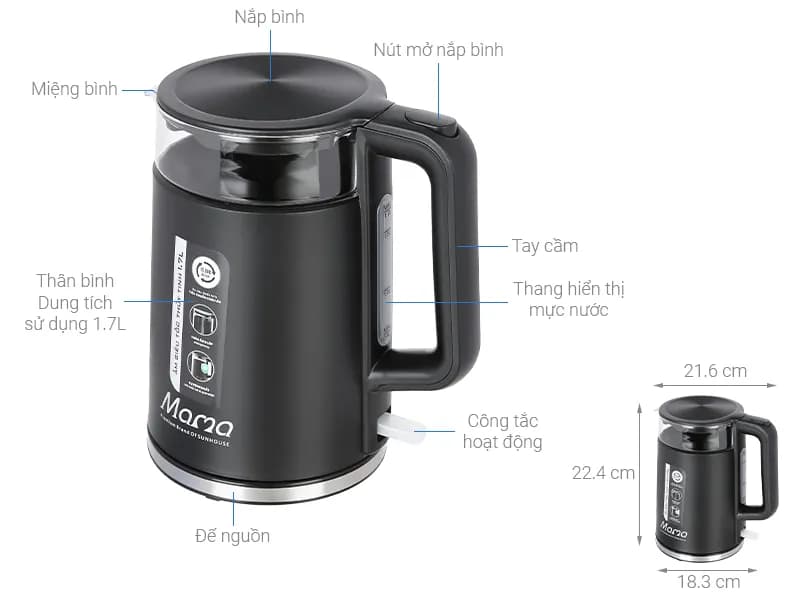 Bình đun siêu tốc Sunhouse Mama 2 lít SHD1379 - Giá rẻ nhất hôm nay - Ảnh 16