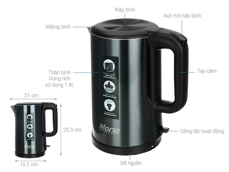 Bình đun siêu tốc Sunhouse Mama 2 lít SHD1379 - Giá rẻ nhất hôm nay - Ảnh 19