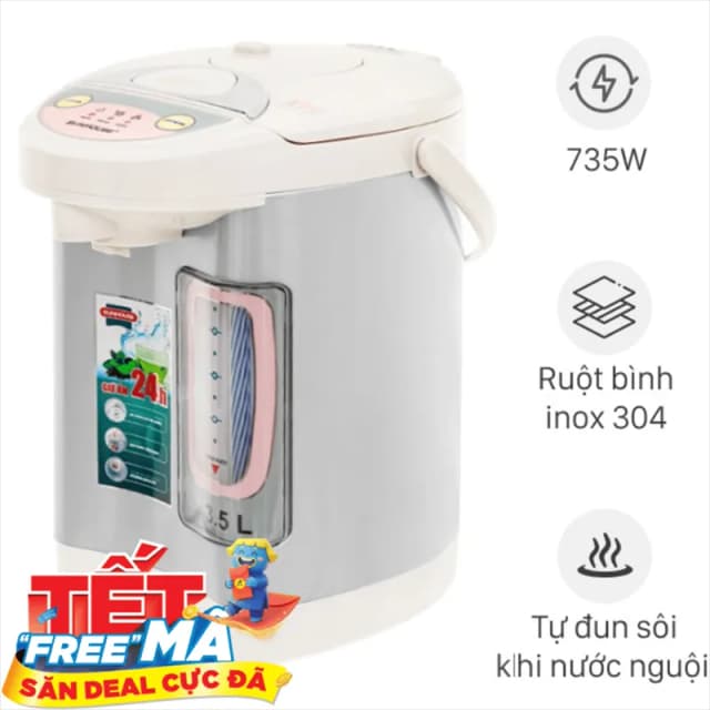 Bình thủy điện Sunhouse SH 1535 3.5 lít - Ảnh 8