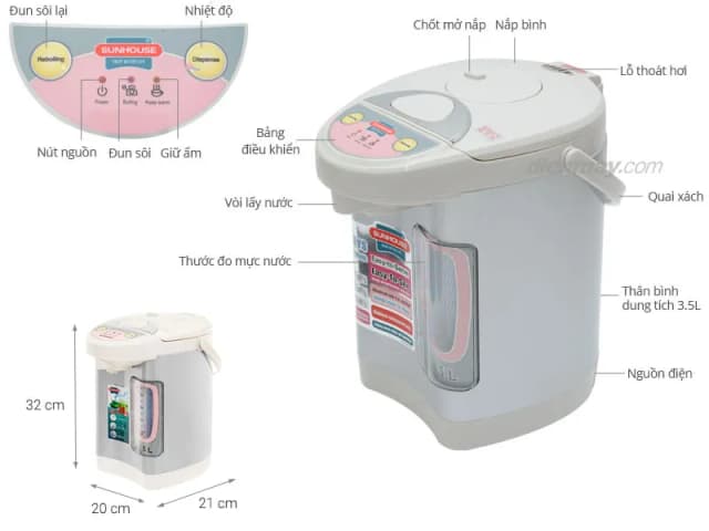 So sánh giá Bình thủy điện Sunhouse SH 1535 3.5 lít rẻ nhất? - Ảnh 3