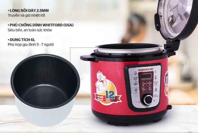 So sánh giá Nồi áp suất điện Sunhouse SHD 1767 6 lít rẻ nhất? - Ảnh 7