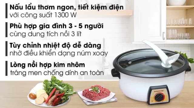 So sánh giá Nồi lẩu điện Sunhouse SHD 4521 3 lít rẻ nhất? - Ảnh 6