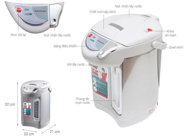 So sánh giá Bình thủy điện Sunhouse SHD1533 3.3 lít rẻ nhất? - Ảnh 2