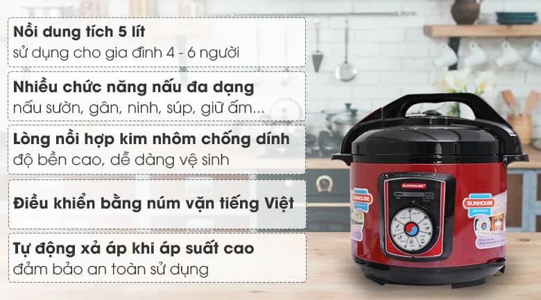 So sánh giá Nồi áp suất điện Sunhouse SHD1755 5 lít - Tìm sản phẩm giá rẻ nhất - Ảnh 12