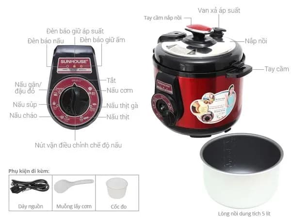 So sánh giá Nồi áp suất điện Sunhouse SHD1755 5 lít - Tìm sản phẩm giá rẻ nhất - Ảnh 17