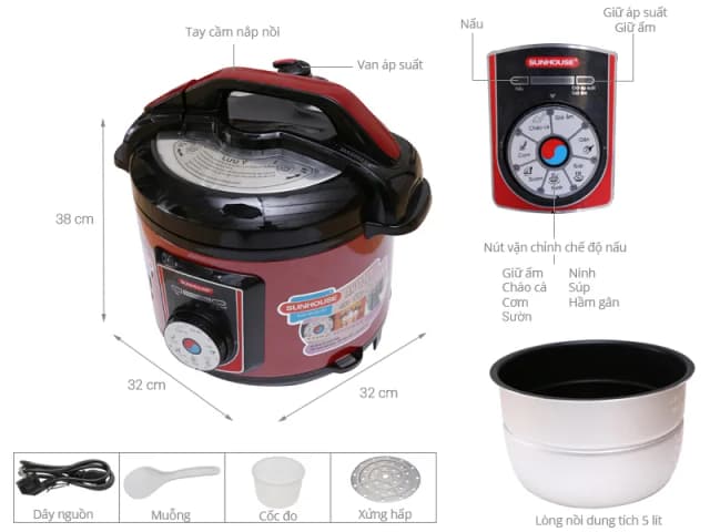 So sánh giá Nồi áp suất điện Sunhouse SHD1755 5 lít rẻ nhất? - Ảnh 5