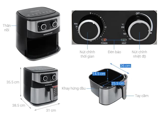 Top 1 so sánh giá Nồi chiên không dầu Sunhouse 9 lít SHD4035 - Tìm sản phẩm giá rẻ nhất - Ảnh 9