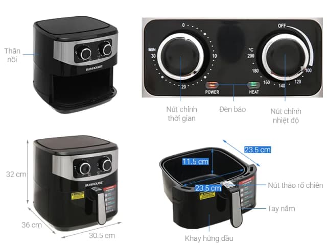 So sánh giá Nồi chiên không dầu Sunhouse 6 lít SHD4062 rẻ nhất? - Ảnh 18