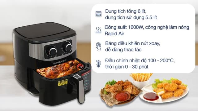 So sánh giá Nồi chiên không dầu Sunhouse 6 lít SHD4062 rẻ nhất? - Ảnh 5