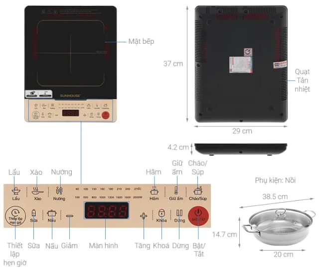 So sánh giá Bếp từ đơn Sunhouse SHD6867 2000W rẻ nhất? - Ảnh 3