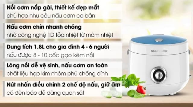 So sánh giá Nồi cơm nắp gài Sunhouse 1.8 lít SHD8606 rẻ nhất? - Ảnh 8