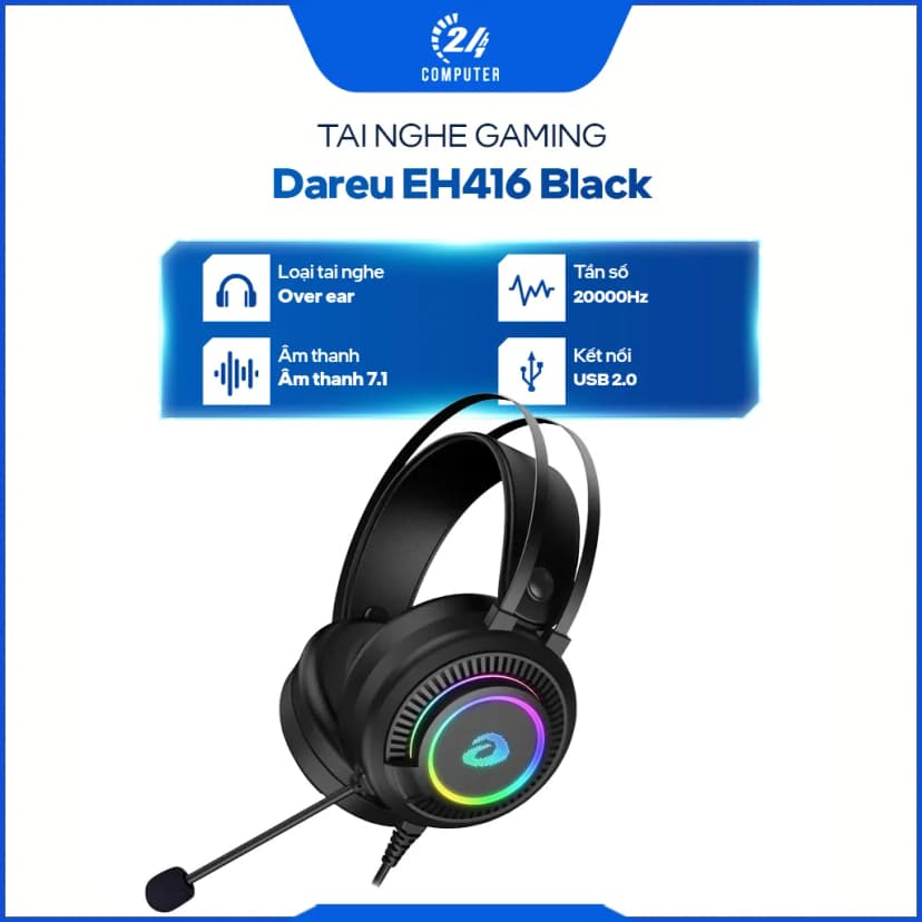 Tai nghe Chụp Tai USB DAREU EH416 RGB - Giá rẻ nhất hôm nay - Ảnh 8