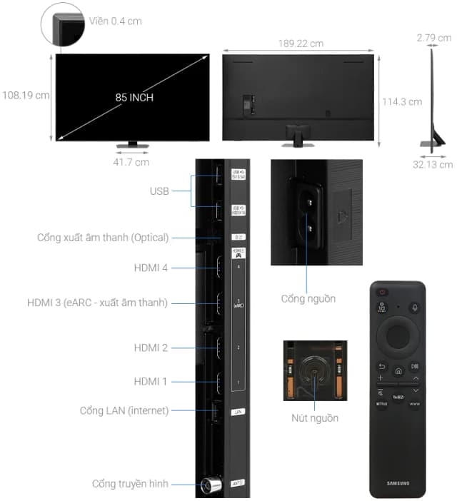 So sánh giá Smart Tivi Neo QLED Samsung AI 4K 85 inch QA85QN90D rẻ nhất? - Ảnh 9