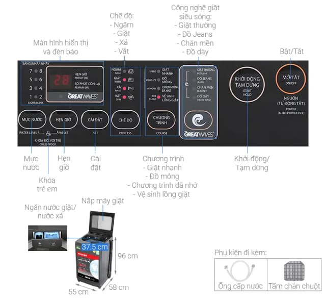 So sánh giá Máy giặt Toshiba Inverter 9.0 kg AW-DK1000FV(KK) rẻ nhất? - Ảnh 11