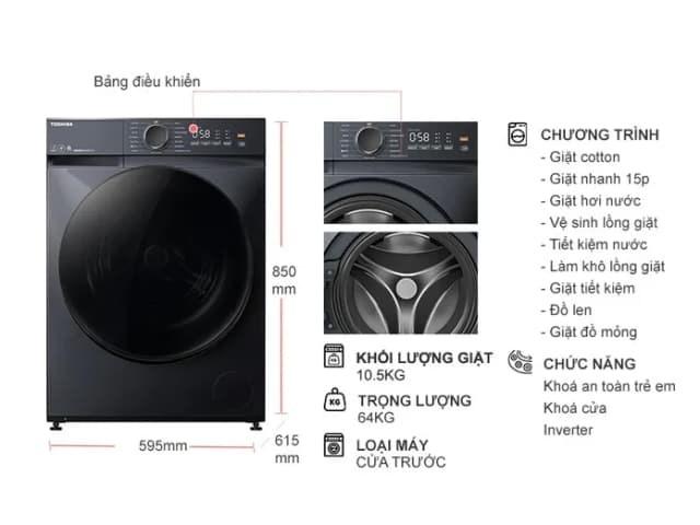 So sánh giá Máy giặt Toshiba Inverter 10.5 kg TW-T21BU115UWV(MG) rẻ nhất? - Ảnh 17