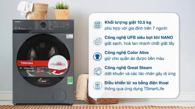 So sánh giá Máy giặt Toshiba Inverter 10.5 kg TW-T21BU115UWV(MG) rẻ nhất? - Ảnh 7