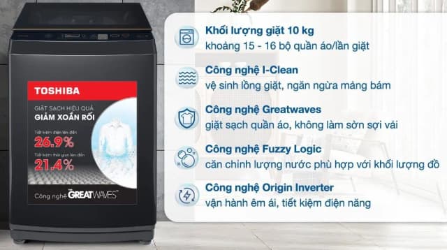 Top 1 so sánh giá Máy giặt Toshiba Inverter 10 kg AW-DM1100PV(KK) - Tìm sản phẩm giá rẻ nhất - Ảnh 3