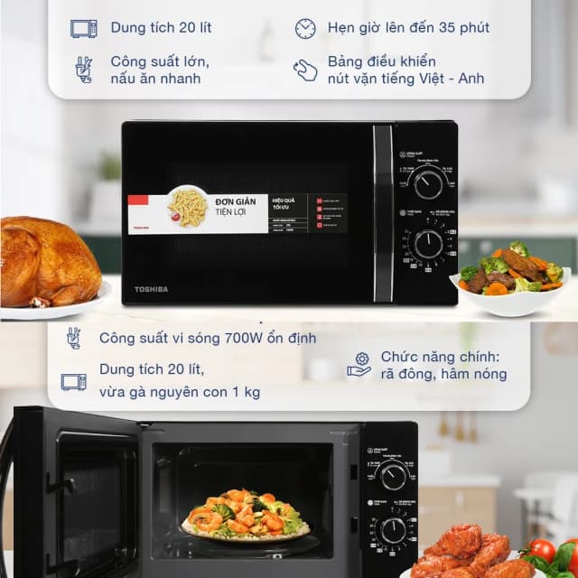 So sánh giá Lò vi sóng Toshiba MWP-MM20P(BK) 20 lít rẻ nhất? - Ảnh 11