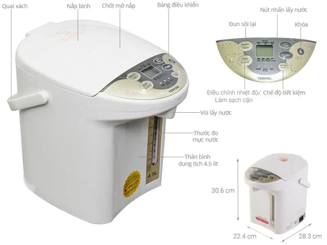 So sánh giá Bình thủy điện Toshiba PLK-45SF(WT)VN 4.5 lít rẻ nhất? - Ảnh 2