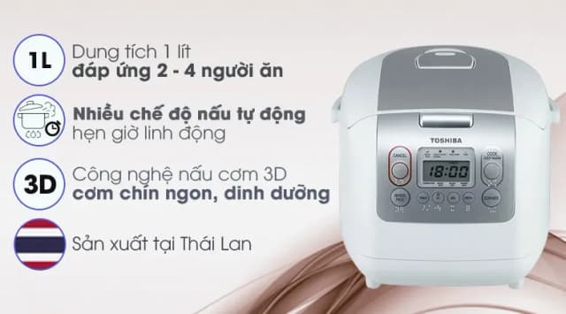 So sánh giá Nồi cơm điện tử Toshiba 1 lít RC-10NMFVN(WT) rẻ nhất? - Ảnh 8