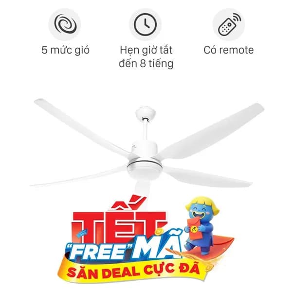 So sánh giá Quạt trần AC 5 cánh DC inverter ACF03D665 50W rẻ nhất? - Ảnh 6