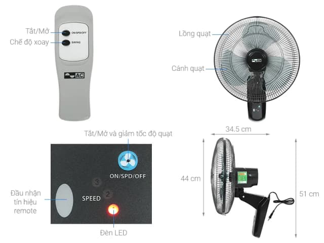 So sánh giá Quạt treo tường AC 3 cánh AWF01A163 50W rẻ nhất? - Ảnh 10