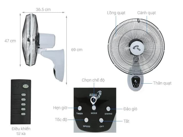 So sánh giá Quạt treo tường Asia 3 cánh VY357690 55W rẻ nhất? - Ảnh 20
