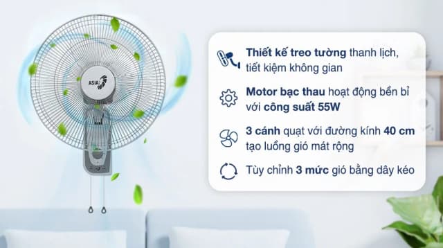 So sánh giá Quạt treo tường Asia 3 cánh VY357690 55W rẻ nhất? - Ảnh 7