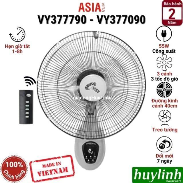 So sánh giá Quạt treo tường Asia 3 cánh VY377790 55W rẻ nhất? - Ảnh 7