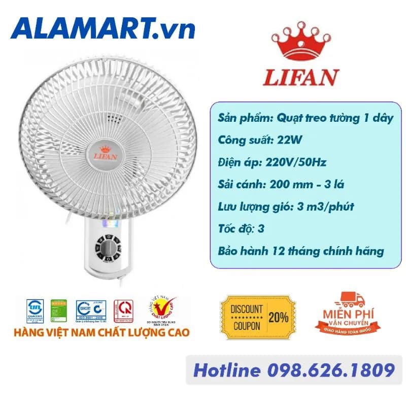 So sánh giá Quạt treo tường Lifan 5 cánh T-N 2 45W - Tìm sản phẩm giá rẻ nhất - Ảnh 19