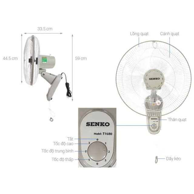 So sánh giá Quạt treo tường Senko 3 cánh T1680 47W rẻ nhất? - Ảnh 16