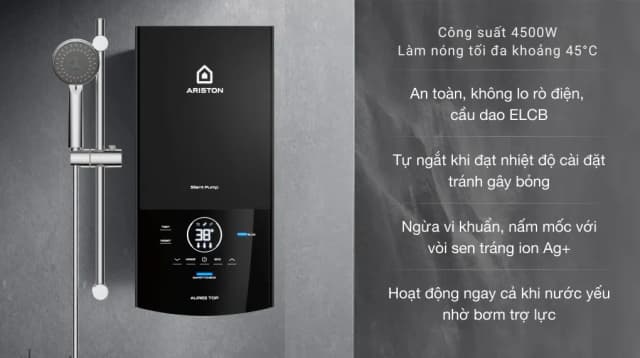 So sánh giá Máy nước nóng trực tiếp Ariston 4500W AURES TOP 4.5P rẻ nhất? - Ảnh 2