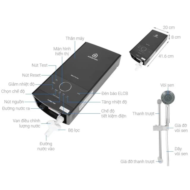 So sánh giá Máy nước nóng trực tiếp Ariston 4500W AURES TOP 4.5P rẻ nhất? - Ảnh 4