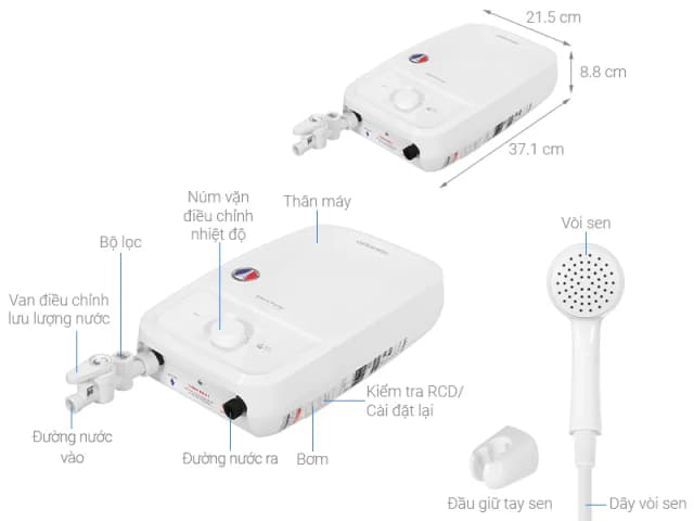 So sánh giá Máy nước nóng trực tiếp Atlantic 4000W Tempo Lite 4000 PU - 811023 rẻ nhất? - Ảnh 3