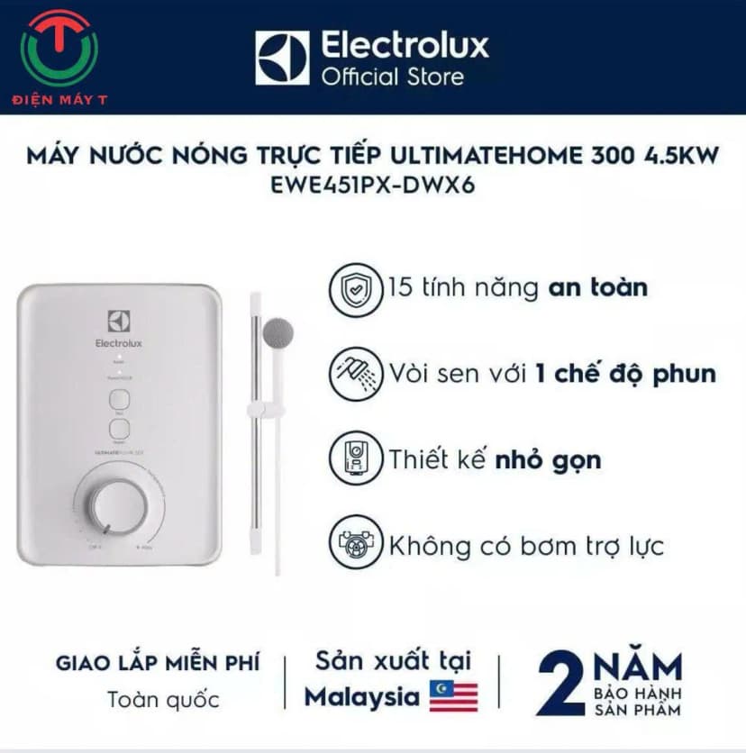 Máy nước nóng trực tiếp Electrolux 4500W EWE451PX-DWX6 - Giá rẻ nhất hôm nay - Ảnh 12